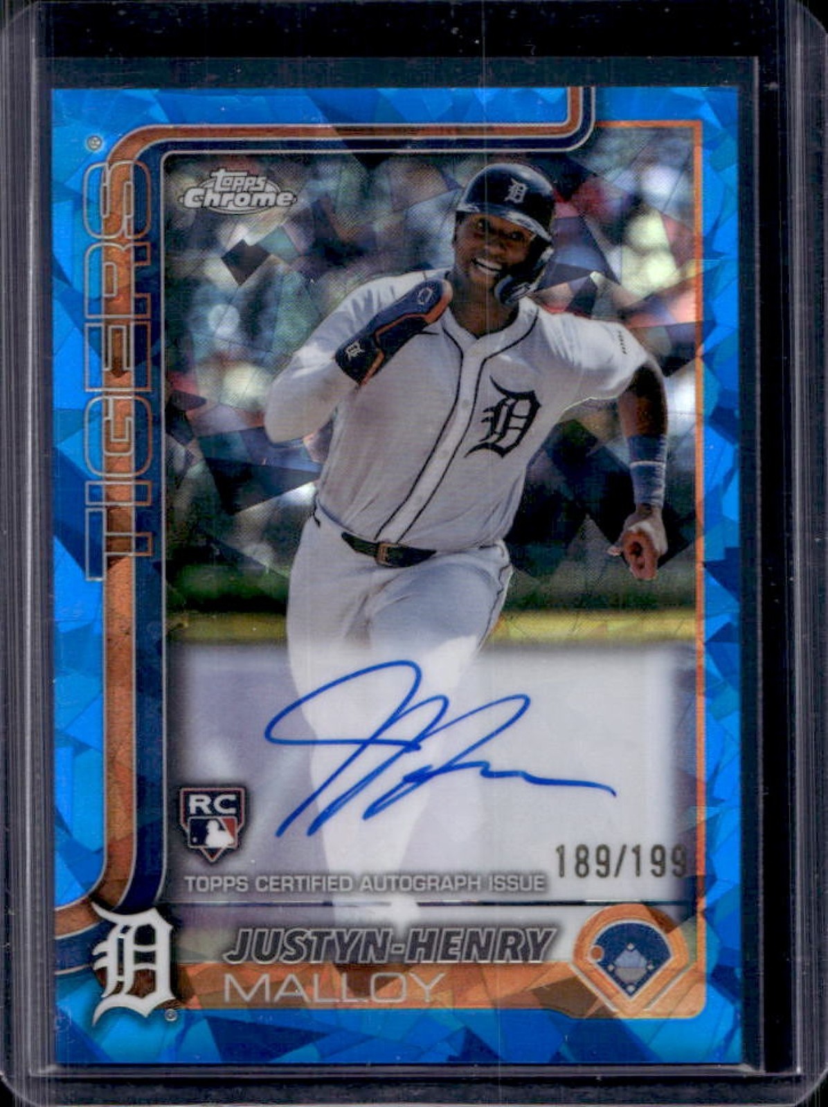 2025 Topps Chrome Sapphire Justyn-Henry Malloy Rookie Auto RC #189/199 Tigers