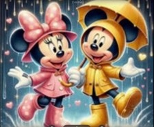 Diamond Art Kit Mickey And Minnie Dancing In The Rain 30cm X 30cm 20 Colors