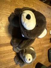 Vintage Gund Snuffles Bear & Cub Plush Dark / Light Brown Large 10" & 6” 1980