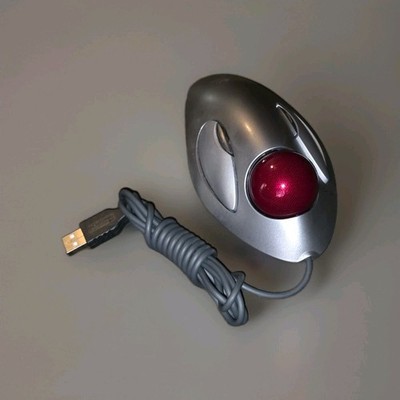 Logitech Trackman Marble Trackball T-BC21 USB Mouse 810-000767 w/Red Ball 
