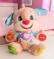 Fisher-Price Laugh Learn Smart Stages Puppy Plush Dog Toy Music Beige Blue