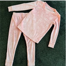 Juicy Couture Pajama Set Girls 24M Pink Y2K Coquette Velour Crown Logo Soft PJ's