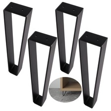 Trapezoid Furniture Legs 12 Inch Solid Steel Hairpin for Side Table Black 4 PCS
