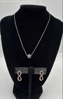 925 Sterling Silver Necklace w/Glass Bead Pendant & Earrings 6.84g — photo 1