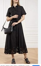 NWT_ZARA ZW COLLECTION MIDI SHIRT DRESS BELT BLACK EMBROIDERED Size XS 4786/096