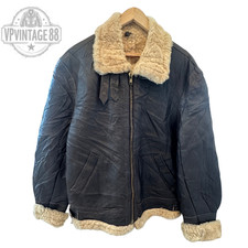 Vintage B-3 Aviator Bomber Jacket Brown Sheepskin Shearling Leather Flight
