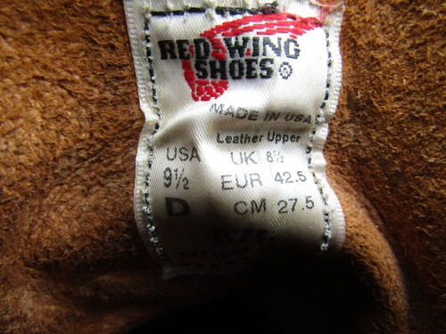 Red Wing 875 Boots Tan Size 9.5 D Classic Moc Toe Work Oro Legacy Leather USA - Picture 10 of 10