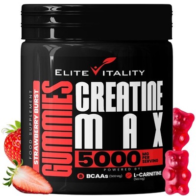 Creatin Monohydrat 90 Gummis 5000mg + BCAAs & 90 Stück (1er Pack), rot 