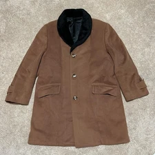 Vintage Har-Mar Travelwear Coat Mens Medium Wool Black Collar Overcoat 60s 70s