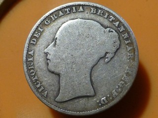 ANGLETERRE ONE SHILLING (ARGENT) 1859 RARE & QUALITE TB/TB !