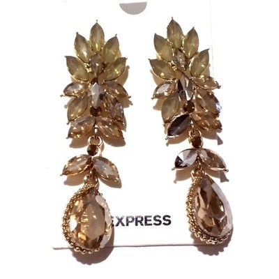 Express NWT Stunning Yellow Rhinestone Drop Statement Earrings
