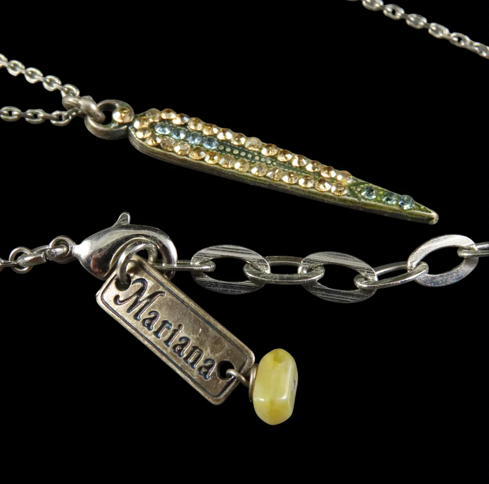 Collar Cadena MARIANA CRISTAL DE SWAROVSKI Daga Spike Colgante AZUL CHAMPÁN Foto 4 de 4