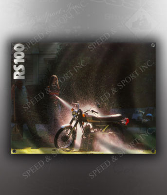 VINTAGE YAMAHA RS100  MOTORCYCLE BANNER
