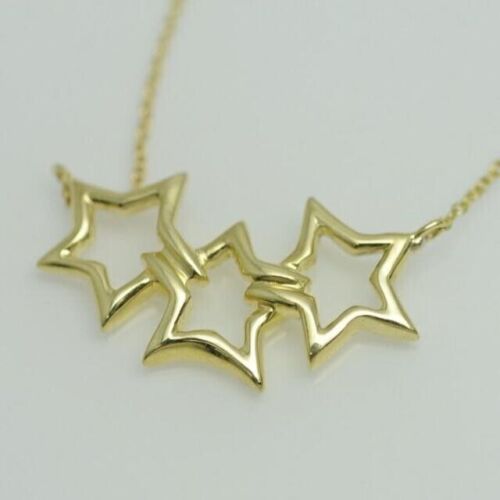 Auth TIFFANY & Co. Triple Star Necklace 18K Yellow Gold used w/Tracking# JP - Picture 1 of 5