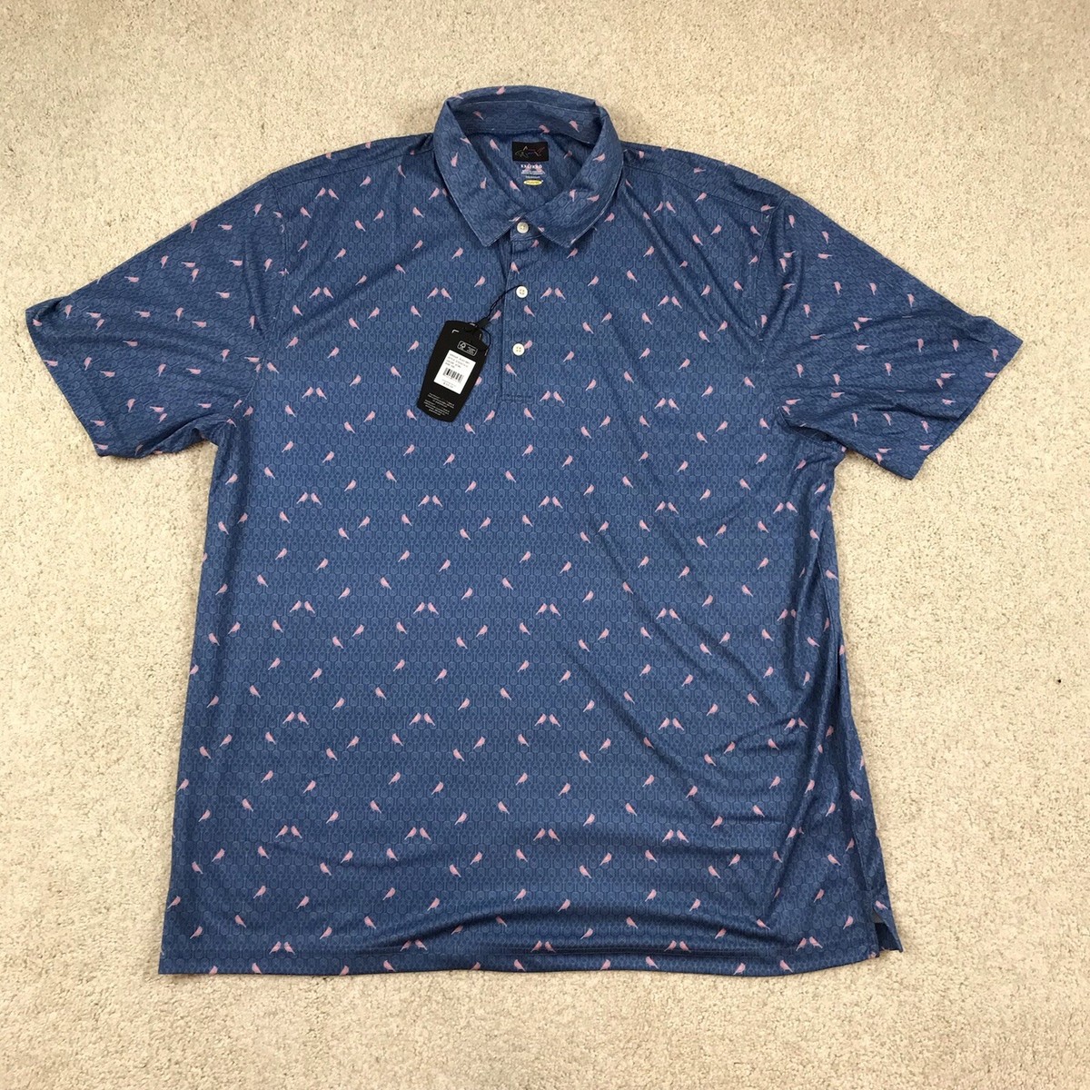 Greg Norman Polo Golf Shirt Mens 2XL All Over Print Cardinals Blue