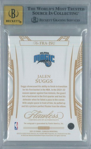 2021-22 Panini Flawless Basketball Jalen Suggs Rookie Autos 03/15 BGS 8,5/10 RC - Bild 3 von 3