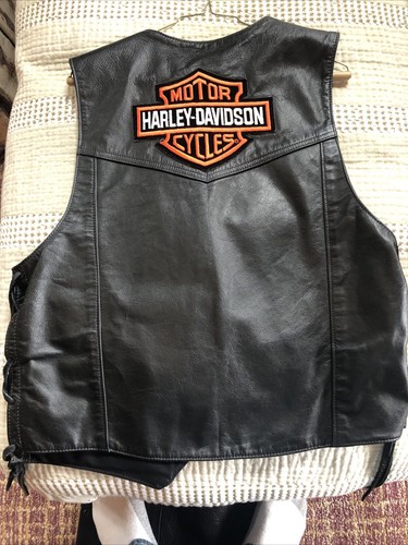 Custom Made Harly-Davidson motorcycle leather riding vest used Size 42 - Bild 3 von 3