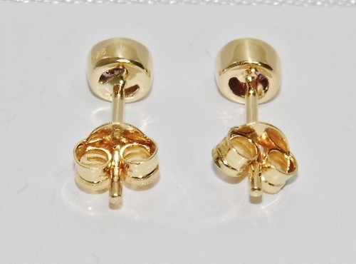 9ct Yellow Gold on Silver Alexandrite Stud Earrings - June Birthstone - Picture 3 of 5