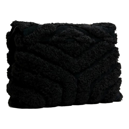 Saint Laurent Loulou Black Shearling Medium Shoulder Bag - Picture 2 of 5