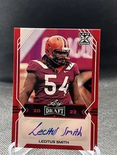 2022 Leaf Draft Lecitus Smith Red Card RC Auto Arizona Cardinals Virginia Tech