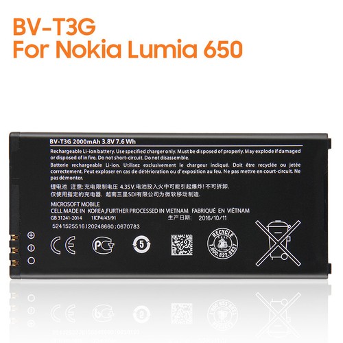 Replacement Battery BV-T3G For Authenic Nokia Microsoft Lumia 650 RM-1154 BVT3G - 第 1/6 張圖片