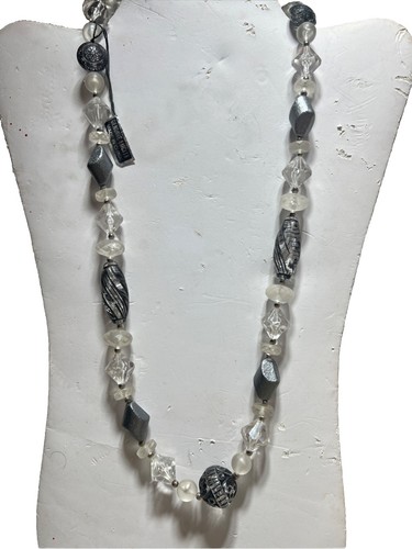 Collar Lucite Cuentas Blanco Gris Negro Vintage Coleccionistas Joyería Negro Blanco - Imagen 2 de 13