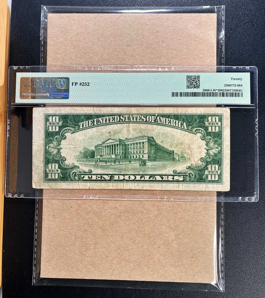 Fr. 2008-LW* 1934C $10 FRN SAN FRANCISCO "WIDE" *STAR* PMG 20 - VF - Image 2 of 2