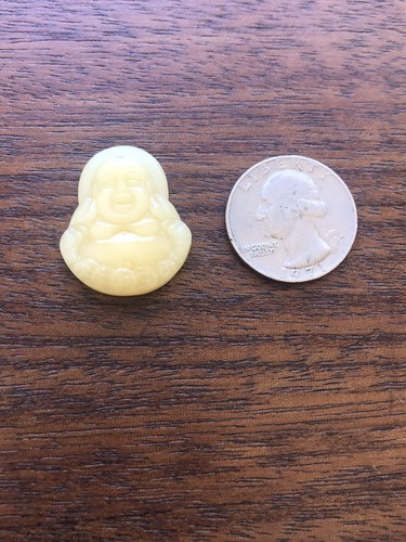 Vintage Old Stock Chinese Bright Yellow Jade Jadeite Buddha Pendant - Picture 2 of 5