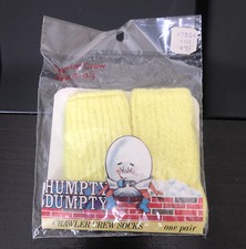 VINTAGE Humpty Dumpty Baby Yellow Crawler Crew Socks One Pair Size 4-6 1/2 GIFT
