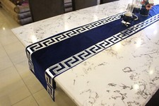 Table runner Luxury sparkle Pure Velvet 72" inches Blue with Silver Key