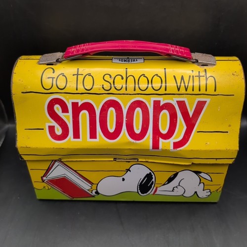 1968 Have Lunch mit Snoopy Kuppel Metall Brotdose mit Thermoskanne - Bild 9 von 20