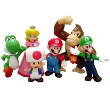 SUPER MARIO BROTHERS - PVC ACTION FIGURES- 6 PIECE SET- NEXT DAY FREE SHIPPING