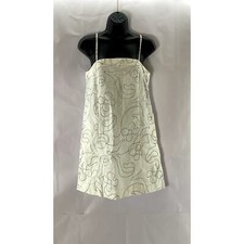 MADEWELL Women's Eyelet White Linen Goldie Straight-Neck Adjustable Dress SZ 0