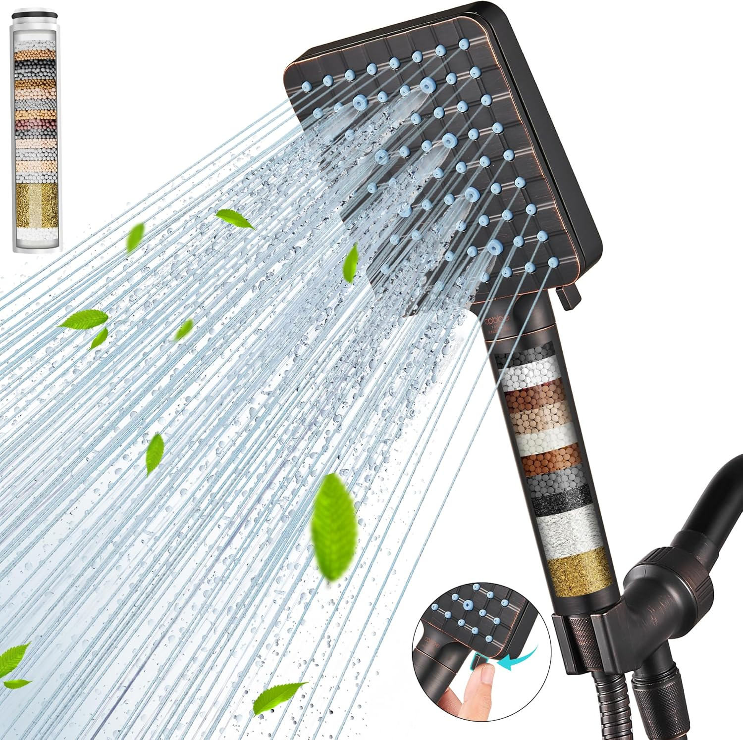 High Pressure Filtered Shower Head with Handheld and 6 Spray Modes