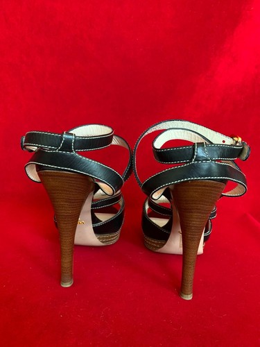 Prada Black Leather Strappy Platform Sandals Size 40 - Picture 7 of 8