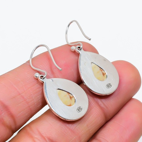 Copper White Turquoise Gemstone 925 Sterling Silver Jewelry Earring - Picture 4 of 4