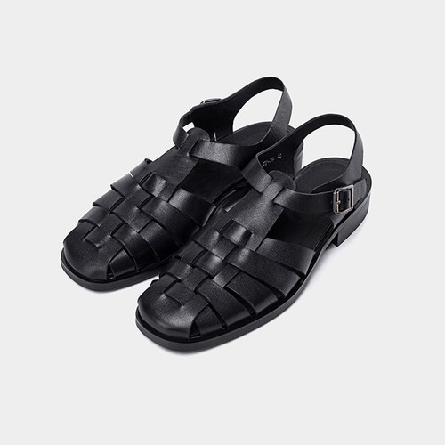 Closed Toe Sandal Knit Buckle Slingback Real Leather Men Shoes Retro Roman Style - Picture 25 of 26