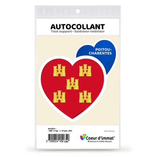 Sticker autocollant Coeur J'aime le Poitou-Charentes - Blason - Picture 6 of 6