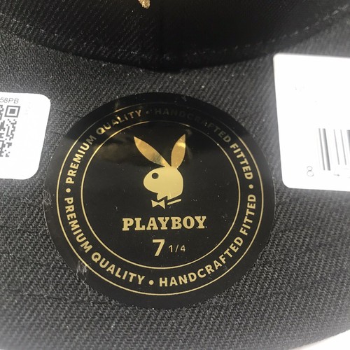 Playboy Hat Cap Gold Rush Script Fitted 7 1/4 Bunny 1953 Black Lids with pin.. - Picture 3 of 8