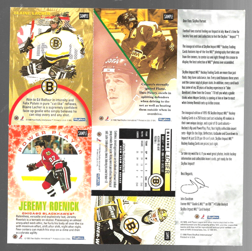 1995-1996 Skybox Impact Hockey Muestra Tarjeta de Promoción Roenick Fleury Lacher Sin Cortar - Imagen 6 de 12