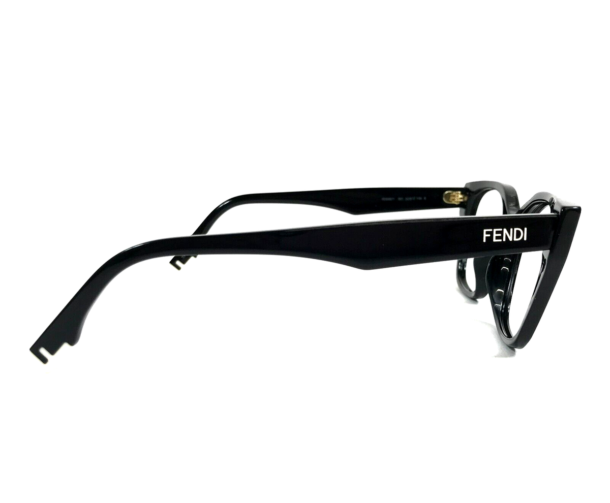 Fendi Eyeglasses Frames FE50001I 001 Polished Black Cat Eye