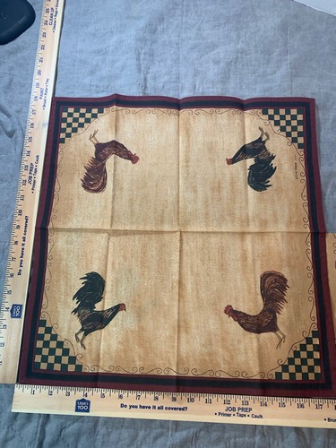 Park Designs Hand Painted Napkins by Cindy Shamp Folk Art Roosters 2001 Lot of 2 - Picture 11 of 12