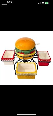 Pier 1 Imports  Thrill of the Grill  Hamburger Condiment Spinner Set  C9
