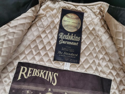 New REDSKINS Vintage Leather Jacket Dragon Teddy By RDS Black Beige Size: L New - Picture 10 of 12