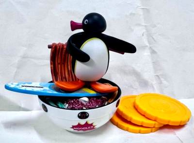 Pygos Pingu action figure Funny Scene - Surfing on noodle | eBay