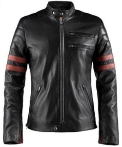 leather jacket red stripe