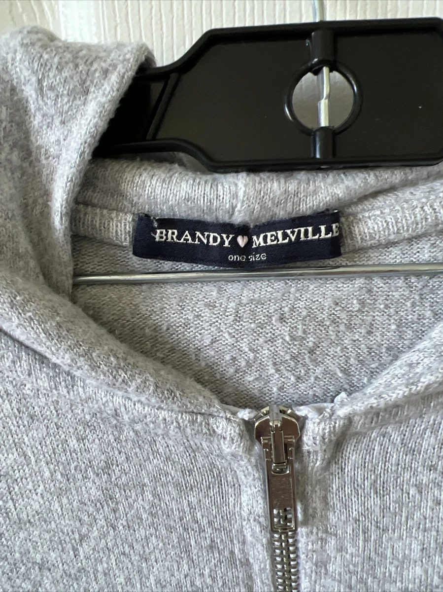 Brandy Melville Gray Crop Zip-up Hoodie Sweater Jacket