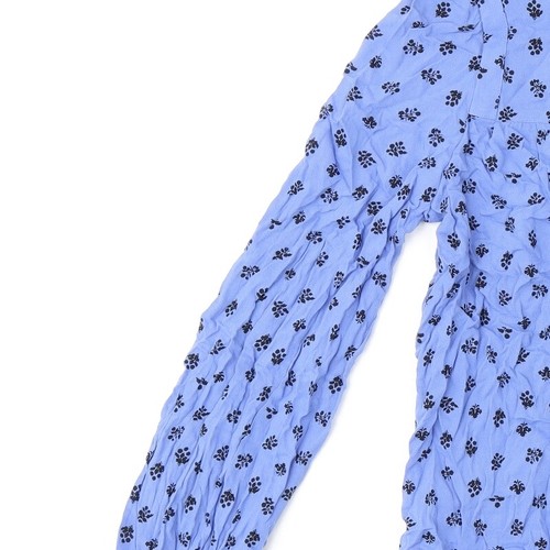 Marks & Spencer Womens Blue Floral Viscose Blend -Up Size 8 - Picture 7 of 10