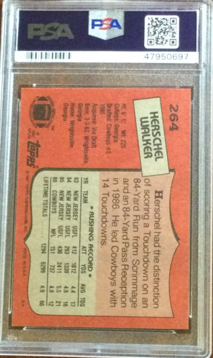 1987 Topps — Herschel Walker — ROOKIE — 💎 MINT PSA 10 - pop 182