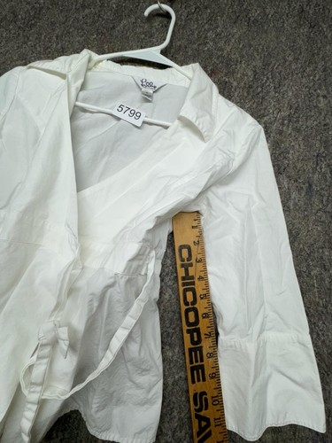 Lilly Pulitzer Top Blouse Wrap Tie Belted Button Side Cotton White Size 6 - Picture 6 of 8